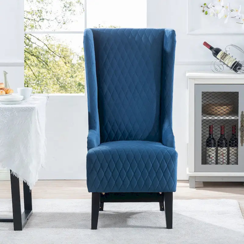 Upholstered Velvet Accent Chair with High Wingback and Wooden Legs