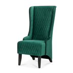 Upholstered Velvet Accent Chair with High Wingback and Wooden Legs