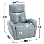 Blue Genuine Leather Swivel Glider Power Recliner with USB, Type-C, Pockets