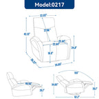 Blue Genuine Leather Swivel Glider Power Recliner with USB, Type-C, Pockets