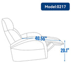 Blue Genuine Leather Swivel Glider Power Recliner with USB, Type-C, Pockets