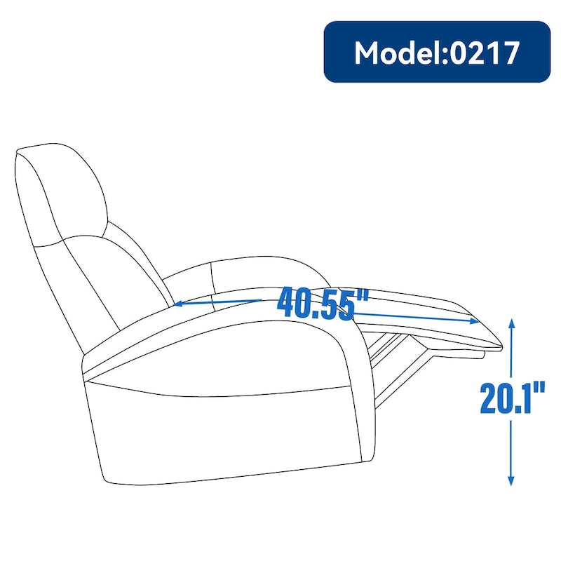 Blue Genuine Leather Swivel Glider Power Recliner with USB, Type-C, Pockets