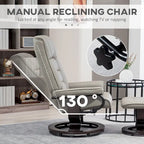 Recliner with Ottoman, Swivel Recliner Chair and Ottoman, Faux Leather Reclining Chair with High Back and Wood Frame
