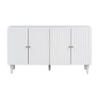 Elegant Four-Door Sideboard with Wavy Pattern Doors, Cylindrical Legs, and Sleek Metal Handles, Adjustable, for Living Room