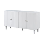 Elegant Four-Door Sideboard with Wavy Pattern Doors, Cylindrical Legs, and Sleek Metal Handles, Adjustable, for Living Room