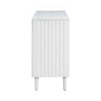 Elegant Four-Door Sideboard with Wavy Pattern Doors, Cylindrical Legs, and Sleek Metal Handles, Adjustable, for Living Room