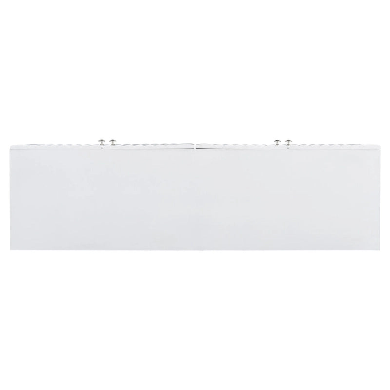 Elegant Four-Door Sideboard with Wavy Pattern Doors, Cylindrical Legs, and Sleek Metal Handles, Adjustable, for Living Room