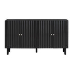 Elegant Four-Door Sideboard with Wavy Pattern Doors, Cylindrical Legs, and Sleek Metal Handles, Adjustable, for Living Room
