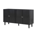 Elegant Four-Door Sideboard with Wavy Pattern Doors, Cylindrical Legs, and Sleek Metal Handles, Adjustable, for Living Room