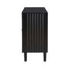 Elegant Four-Door Sideboard with Wavy Pattern Doors, Cylindrical Legs, and Sleek Metal Handles, Adjustable, for Living Room