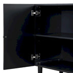 Elegant Four-Door Sideboard with Wavy Pattern Doors, Cylindrical Legs, and Sleek Metal Handles, Adjustable, for Living Room