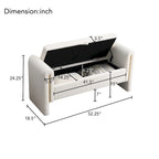 Modern Bed End Bench with Arms and Storage,Upholstered Foot Rest Stool