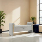 Modern Bed End Bench with Arms and Storage,Upholstered Foot Rest Stool