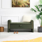 Modern Bed End Bench with Arms and Storage,Upholstered Foot Rest Stool