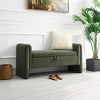 Modern Bed End Bench with Arms and Storage,Upholstered Foot Rest Stool
