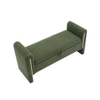 Modern Bed End Bench with Arms and Storage,Upholstered Foot Rest Stool
