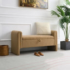 Modern Bed End Bench with Arms and Storage,Upholstered Foot Rest Stool