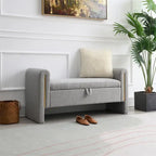 Modern Bed End Bench with Arms and Storage,Upholstered Foot Rest Stool