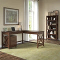 L Desk with File Cabinet and Bookcase by