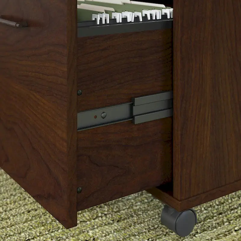 L Desk with File Cabinet and Bookcase by