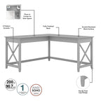 L Desk with File Cabinet and Bookcase by