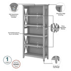 L Desk with File Cabinet and Bookcase by