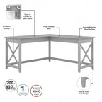 L Desk with File Cabinet and Bookcase by