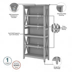 L Desk with File Cabinet and Bookcase by