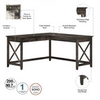 L Desk with File Cabinet and Bookcase by