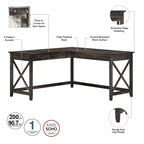 L Desk with File Cabinet and Bookcase by