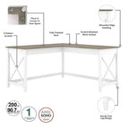 L Desk with File Cabinet and Bookcase by
