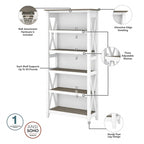 L Desk with File Cabinet and Bookcase by