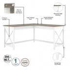 L Desk with File Cabinet and Bookcase by