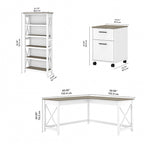 L Desk with File Cabinet and Bookcase by
