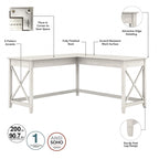 L Desk with File Cabinet and Bookcase by