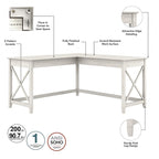 L Desk with File Cabinet and Bookcase by