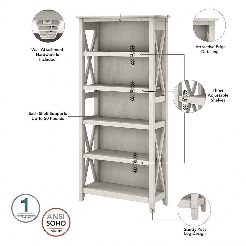 L Desk with File Cabinet and Bookcase by