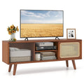 Modern TV Stand Entertainment Center Media Console with Rattan