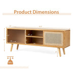 Modern TV Stand Entertainment Center Media Console with Rattan
