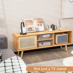 Modern TV Stand Entertainment Center Media Console with Rattan