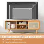 Modern TV Stand Entertainment Center Media Console with Rattan