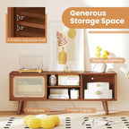Modern TV Stand Entertainment Center Media Console with Rattan