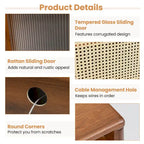 Modern TV Stand Entertainment Center Media Console with Rattan