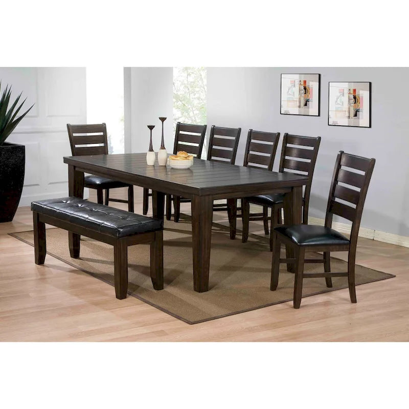 Faux Leather Ladder Back Side Chairs and Solid Wood Set of 2 - 23 L x 20 W x 40 H
