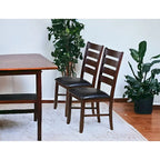 Faux Leather Ladder Back Side Chairs and Solid Wood Set of 2 - 23 L x 20 W x 40 H