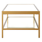Contemporary 54-Inch Rectangular Coffee Table Glass Top with Steel Base Bottom Storage Shelf Perfect for Living Room