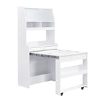 Multifunctional Cupboard Buffet with Storage Shelf,Side Hooks,Hutch and Foldable Dining Table