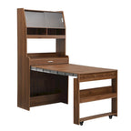 Multifunctional Cupboard Buffet with Storage Shelf,Side Hooks,Hutch and Foldable Dining Table