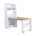 Multifunctional Cupboard Buffet with Storage Shelf,Side Hooks,Hutch and Foldable Dining Table