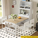 Multifunctional Cupboard Buffet with Storage Shelf,Side Hooks,Hutch and Foldable Dining Table